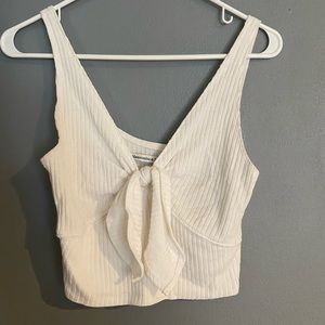 Abercrombie & Fitch Off-White Tie Front Top